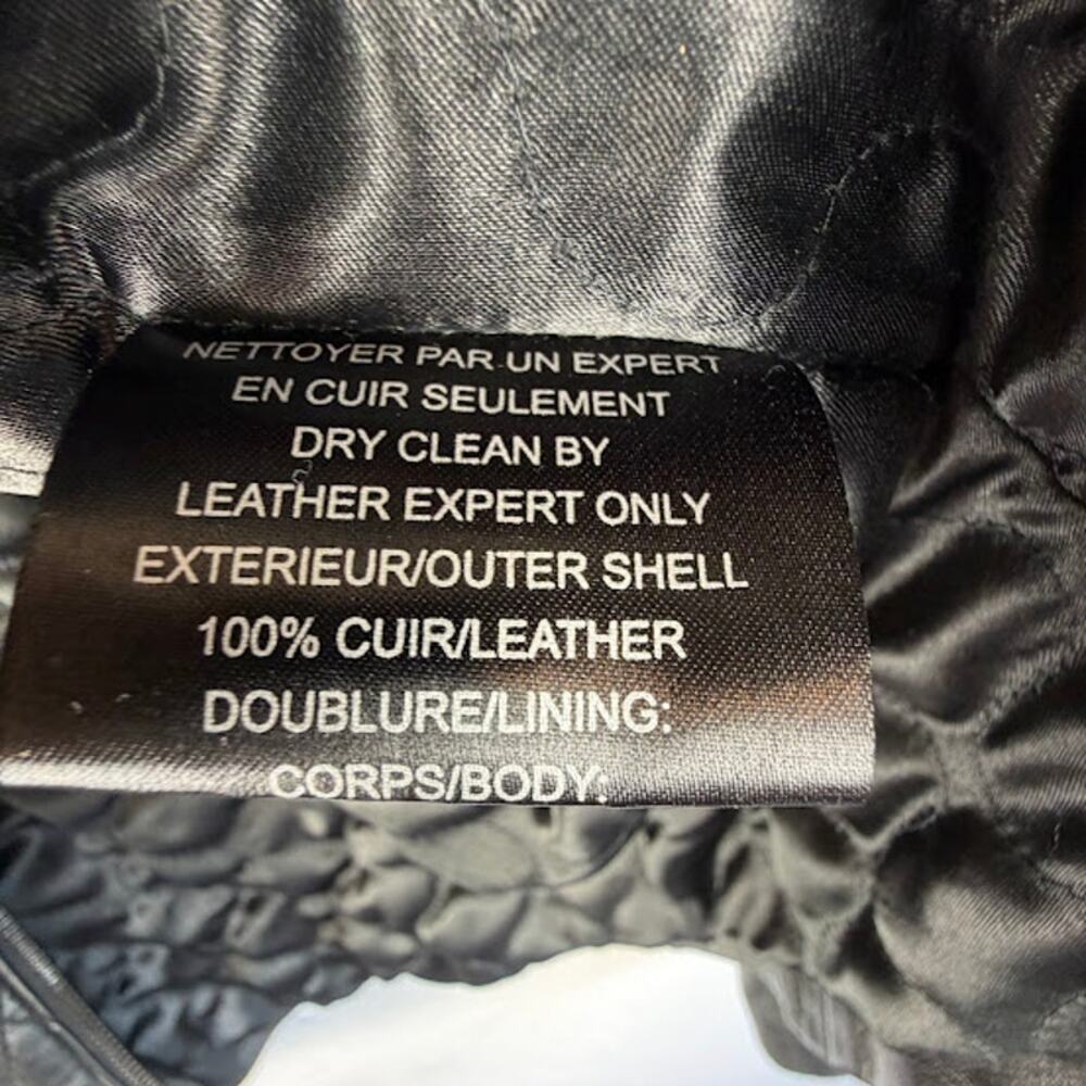 Bod & Christensen Black Leather Diamond‎ Quilted Moto Jacket Women's Large $570 - Picture 5 of 6